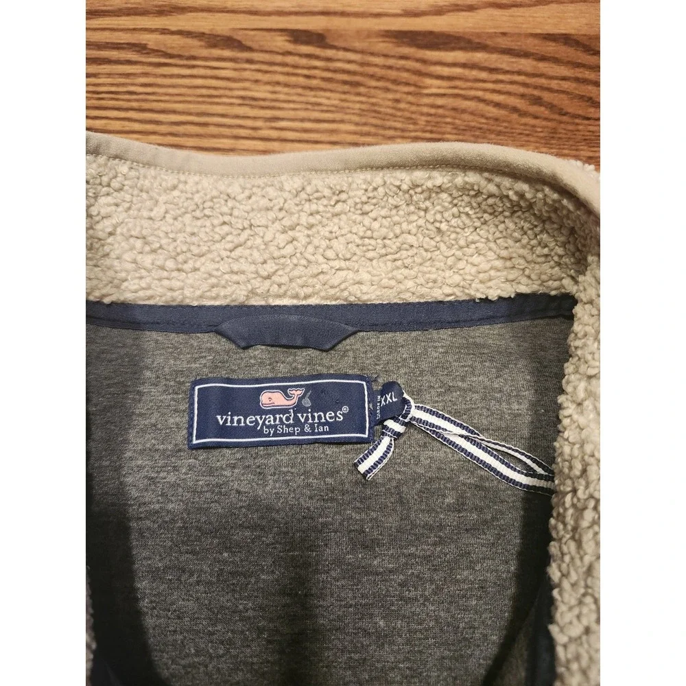 Vineyard Vines Mens Nantucket Sherpa Quarter-Zip Pullover Sweater Size XXL Beige